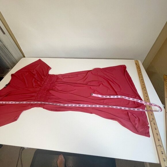 Zara Womens Elastic Waist Midi Dress Pink Size S V-Neck Smocked Formal - Picture 6 of 7